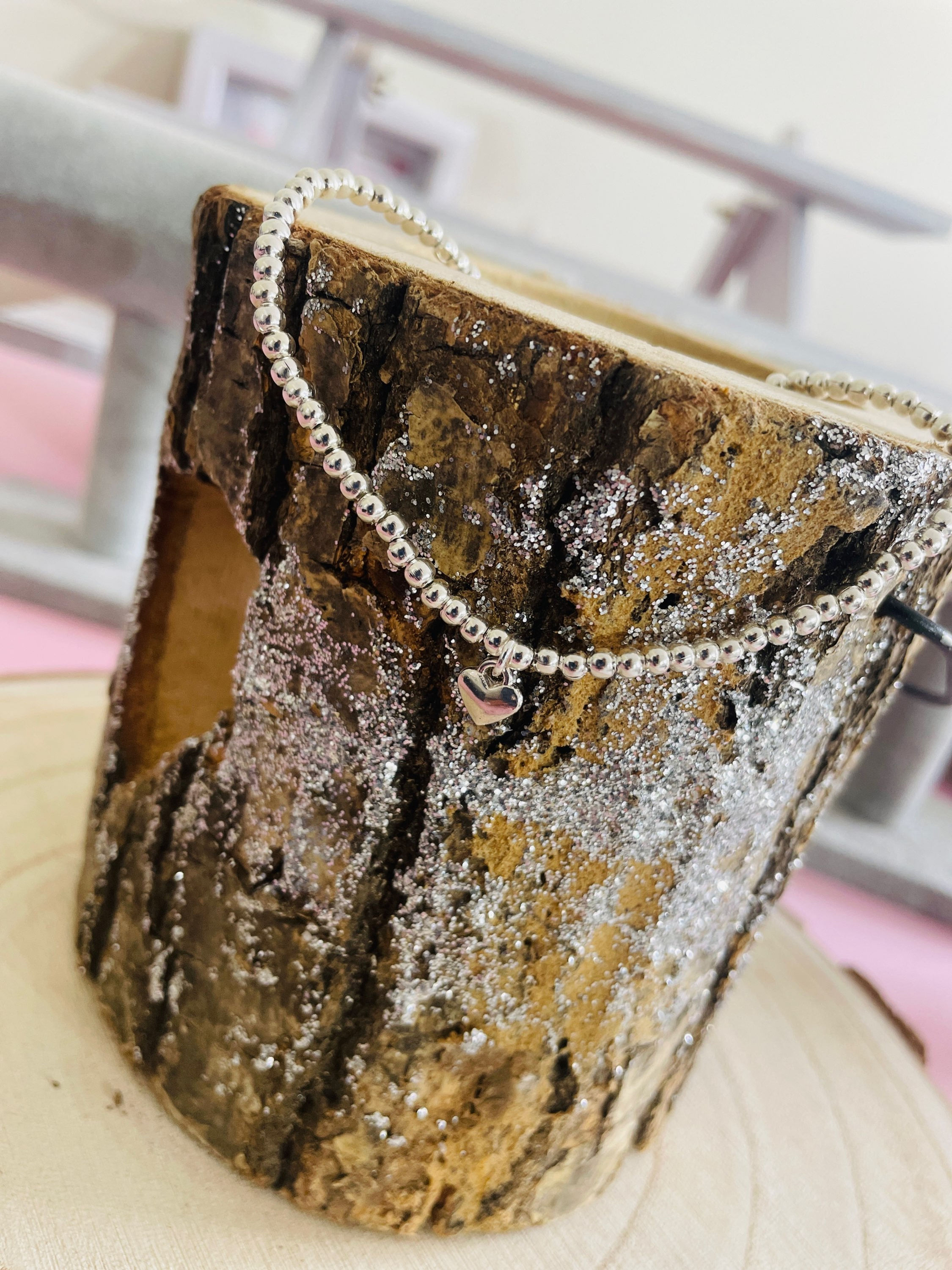 Silver Anklet with Heart Charm