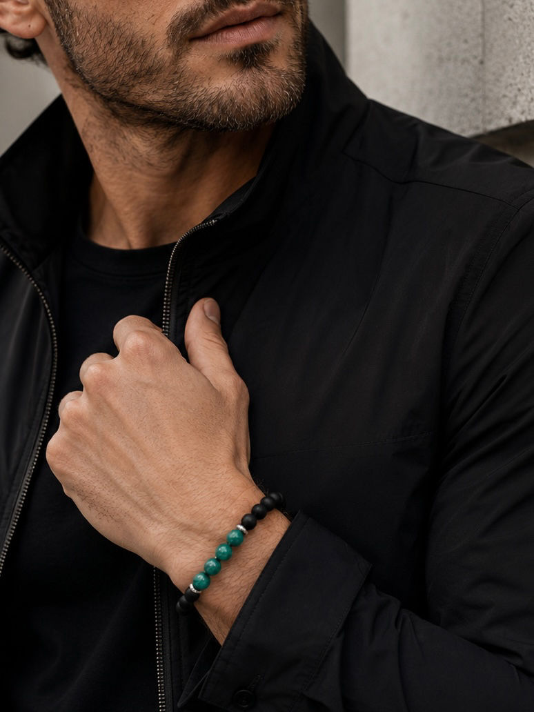 Onyx Edge Beaded Bracelet