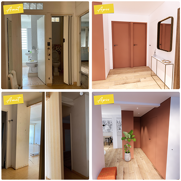 avant apres renovation entree appartement la reunion 974 architecte d'interieur