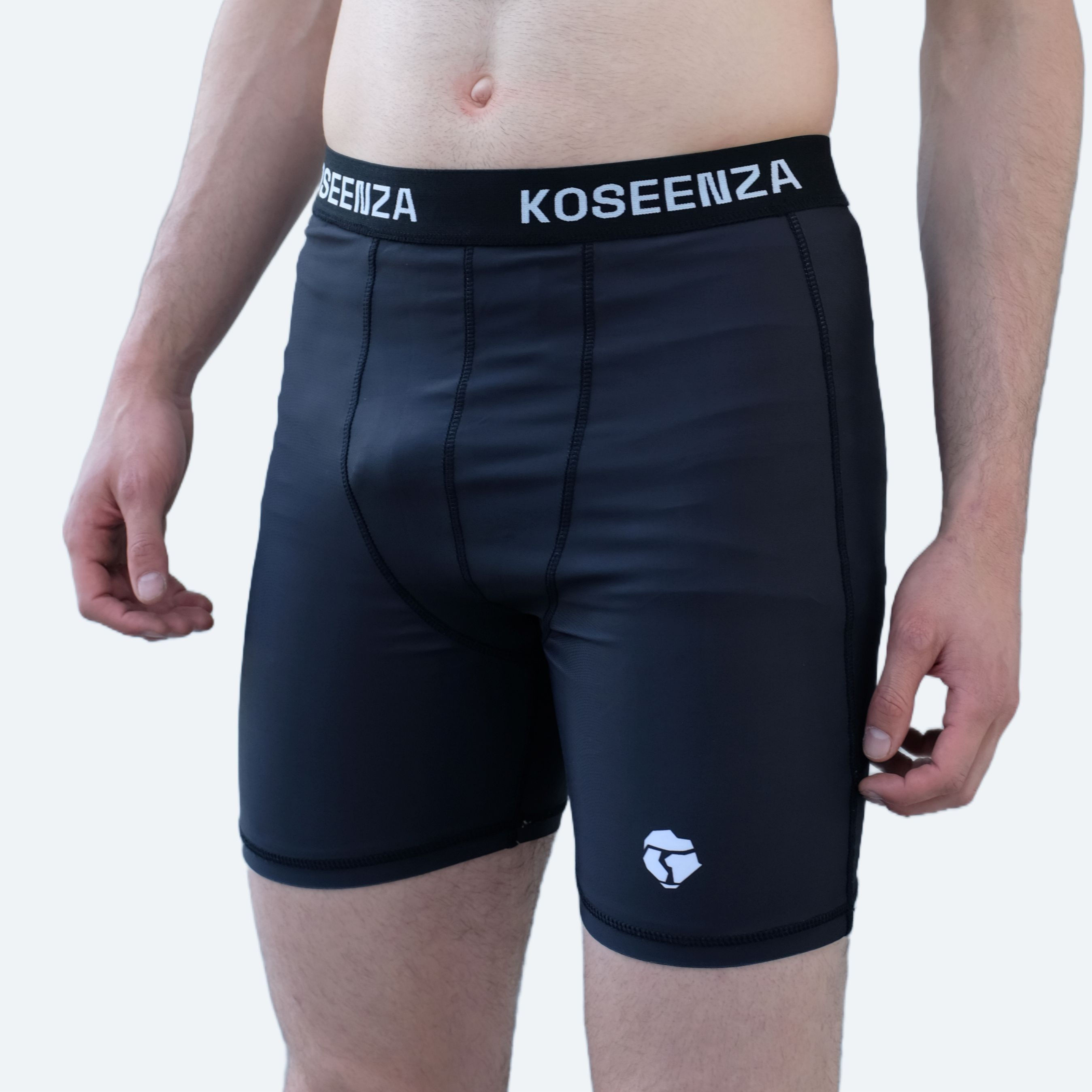 Black Men's Athletic Short Tights Front View