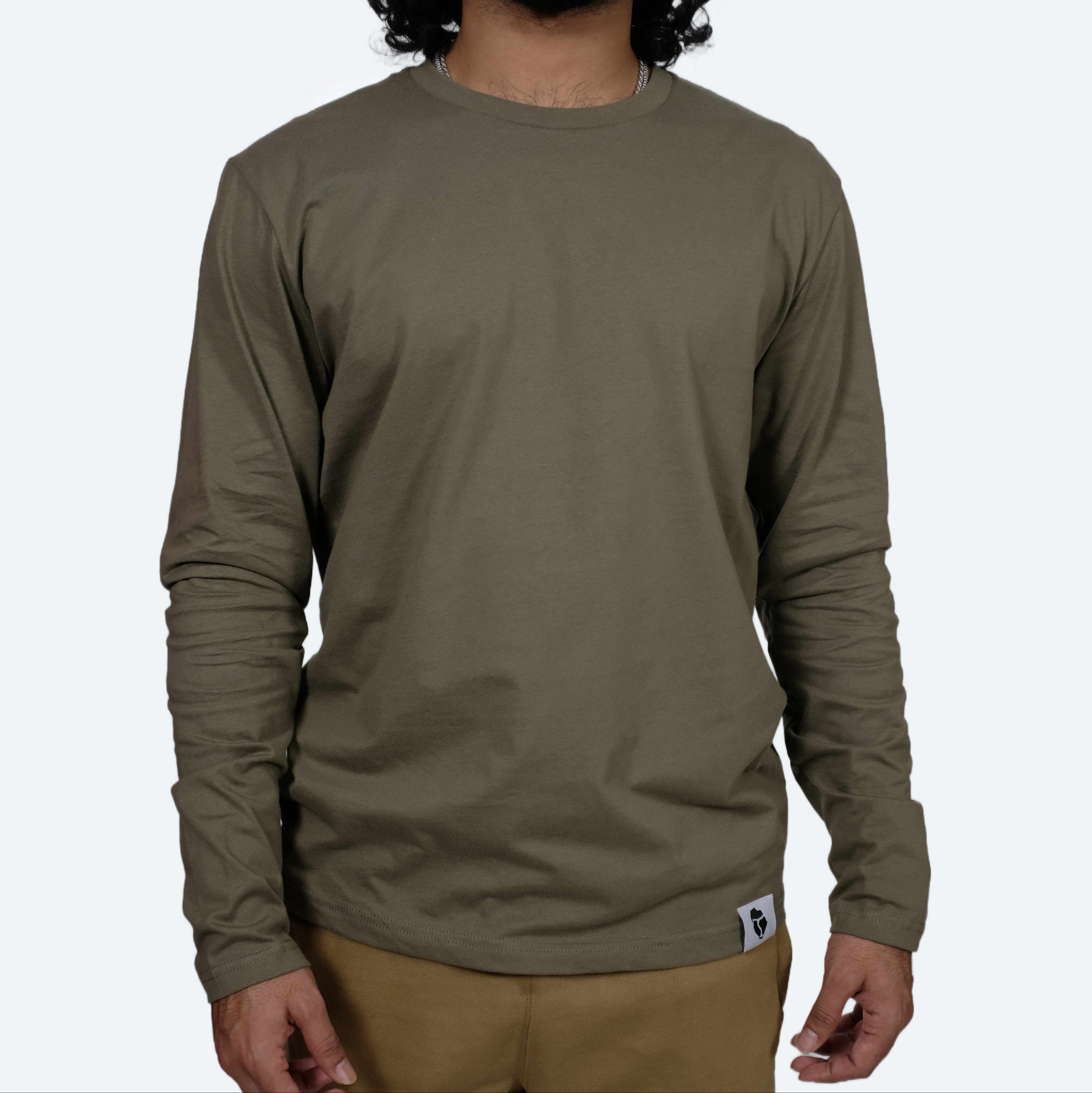Military Green Long Sleeve Tee Front View
