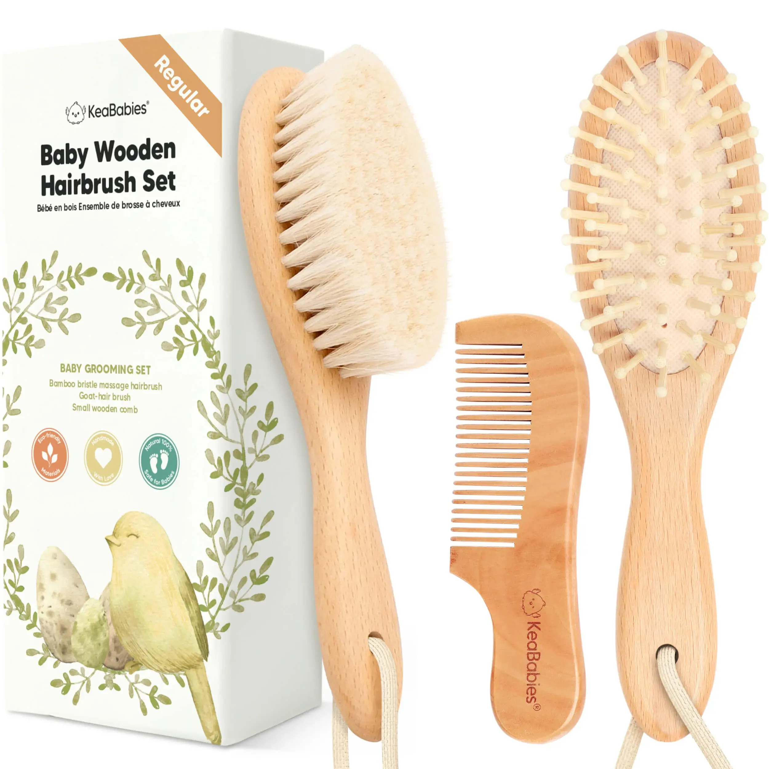 KeaBabies Baby Hair Brush and Comb Set