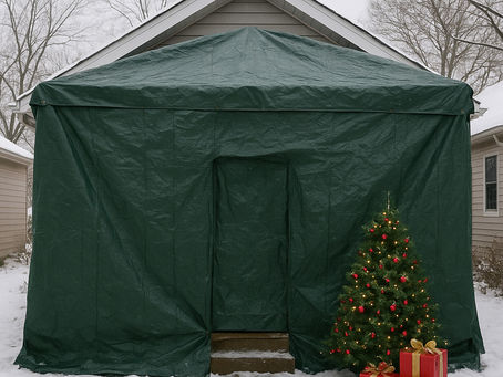 green tarpaulin