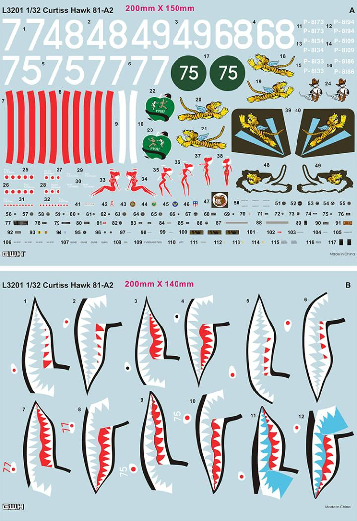 Миниатюра: GWH L3201 1/32 Самолет Curtiss Hawk 81-A2 Flying Tigers + БОНУСЫ