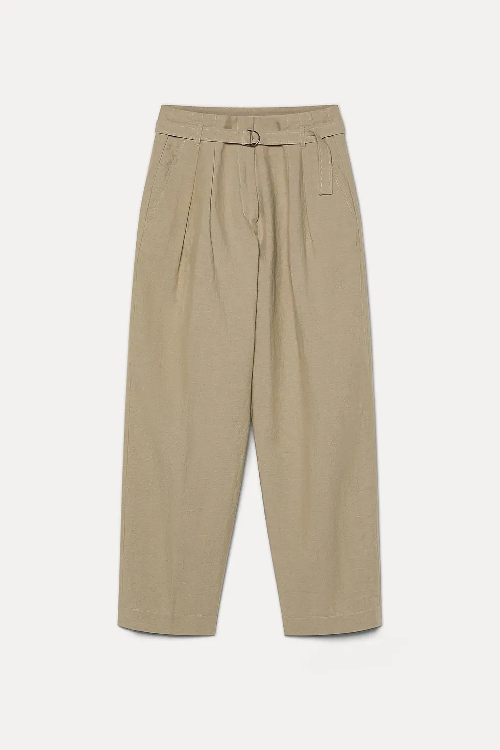 Thumbnail: Cotton and linen twill trousers with waist tie