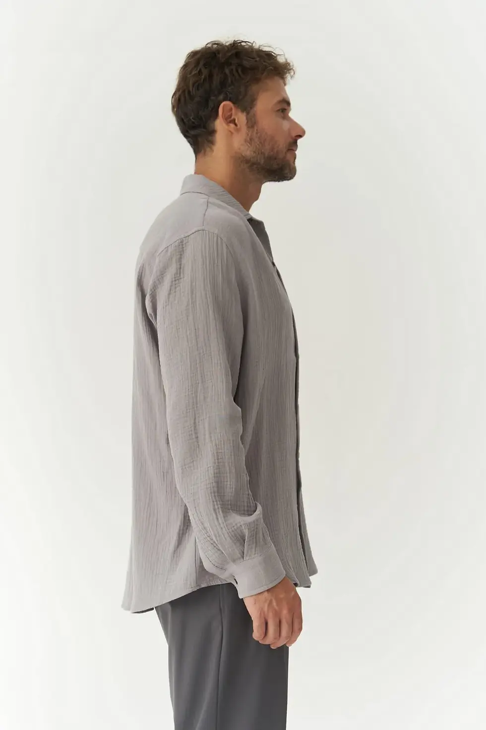 Men's Oversize Gray Muslin Shirt