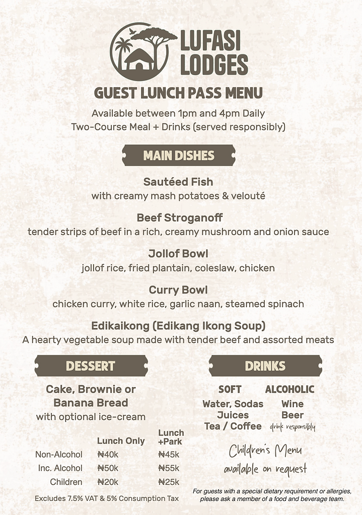 Lunch Pass Menu