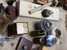 硯箱　銀瓶　鉄瓶　花入　香炉　碁盤　銀製品　など　買取