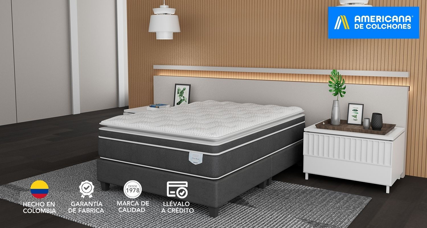 Set Colchón Star Blue Top Plus+ Base Cama