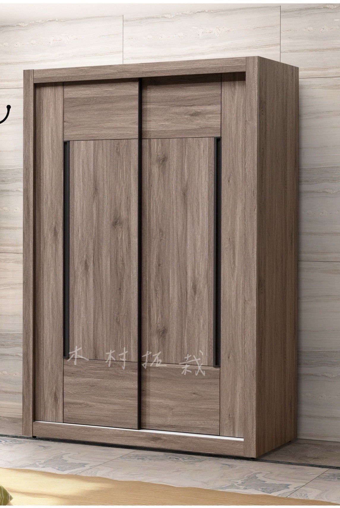 比利 灰橡 5x7尺 推門衣櫃