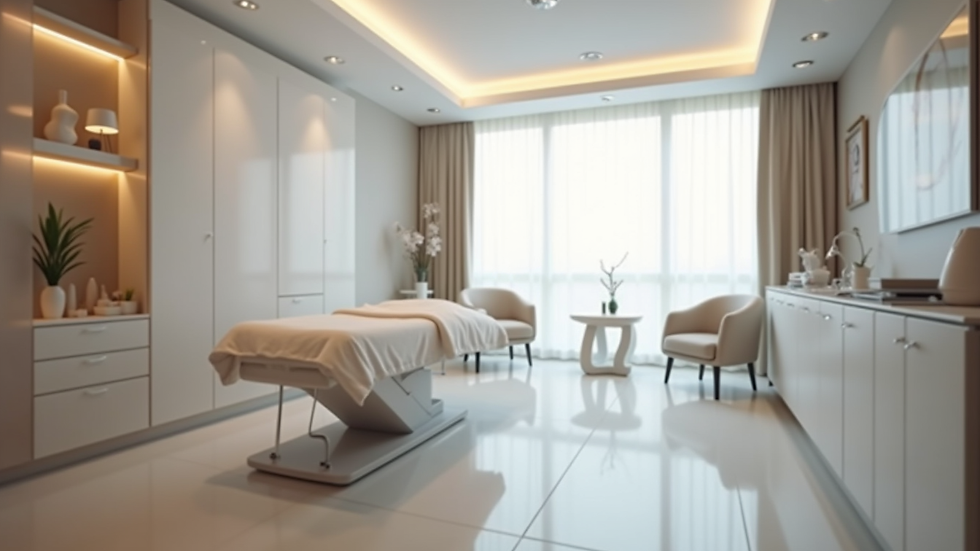 Eye-level view of a modern aesthetic clinic treatment room