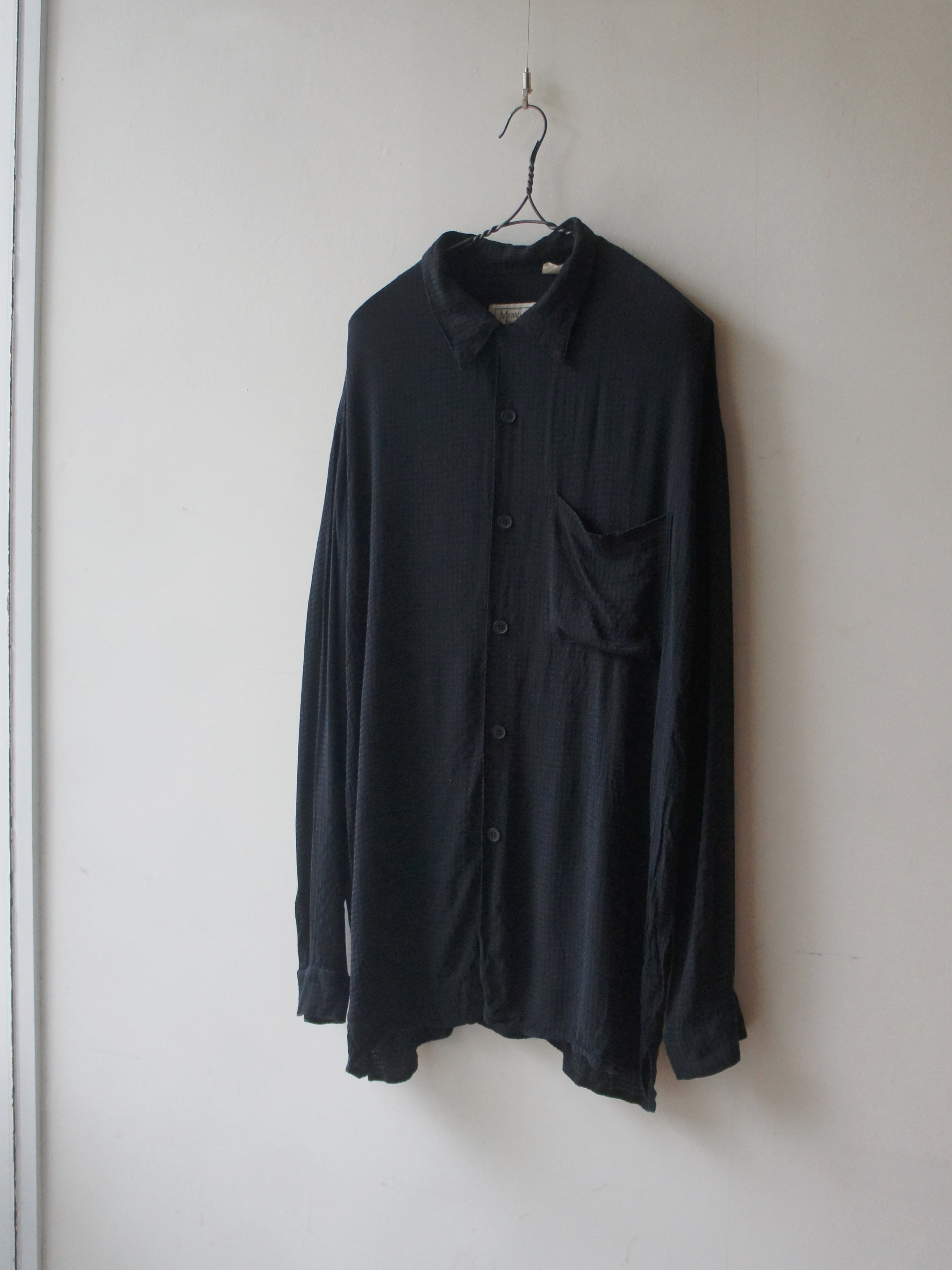 1990's "MICHAEL BRANDON" Black Rayon Mesh Shirt