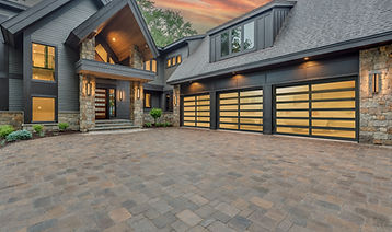 Black glass garage door frosted glass