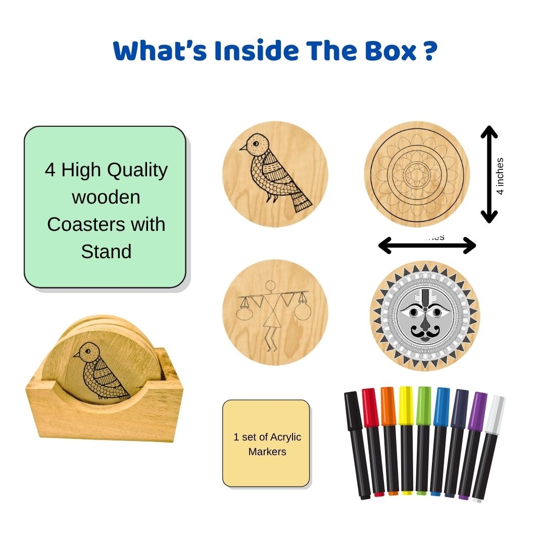 Digitox Kits DIY Bharat Kala Coaster Painting Kit - Image 2