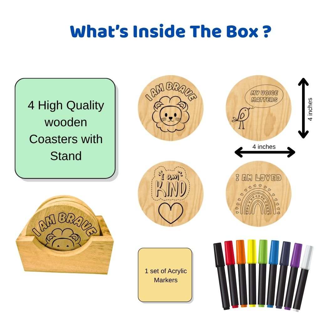 Digitox Kits DIY Wooden Affirmation Coaster Painting Kit - Image 2