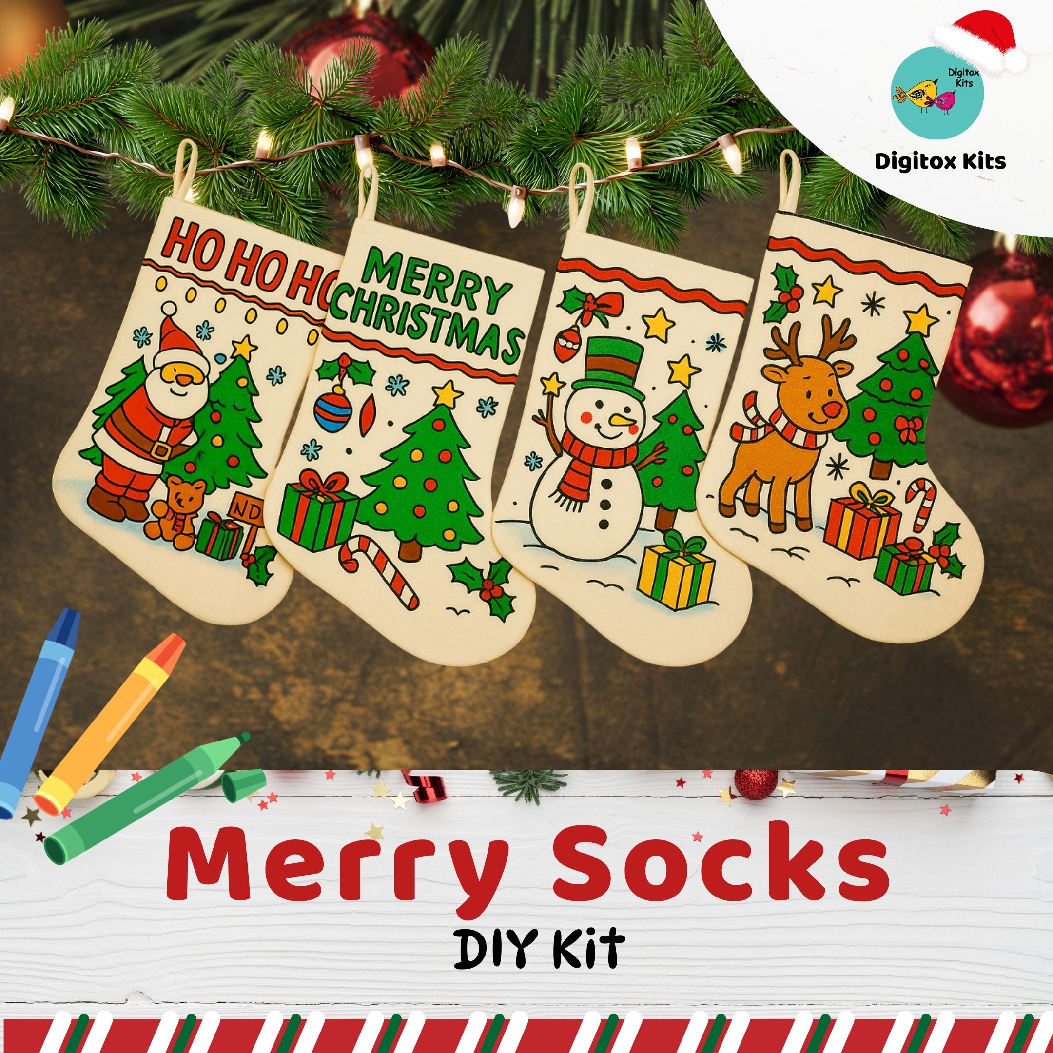 Digitox Kits DIY Merry Socks Colouring Kit - Image 2
