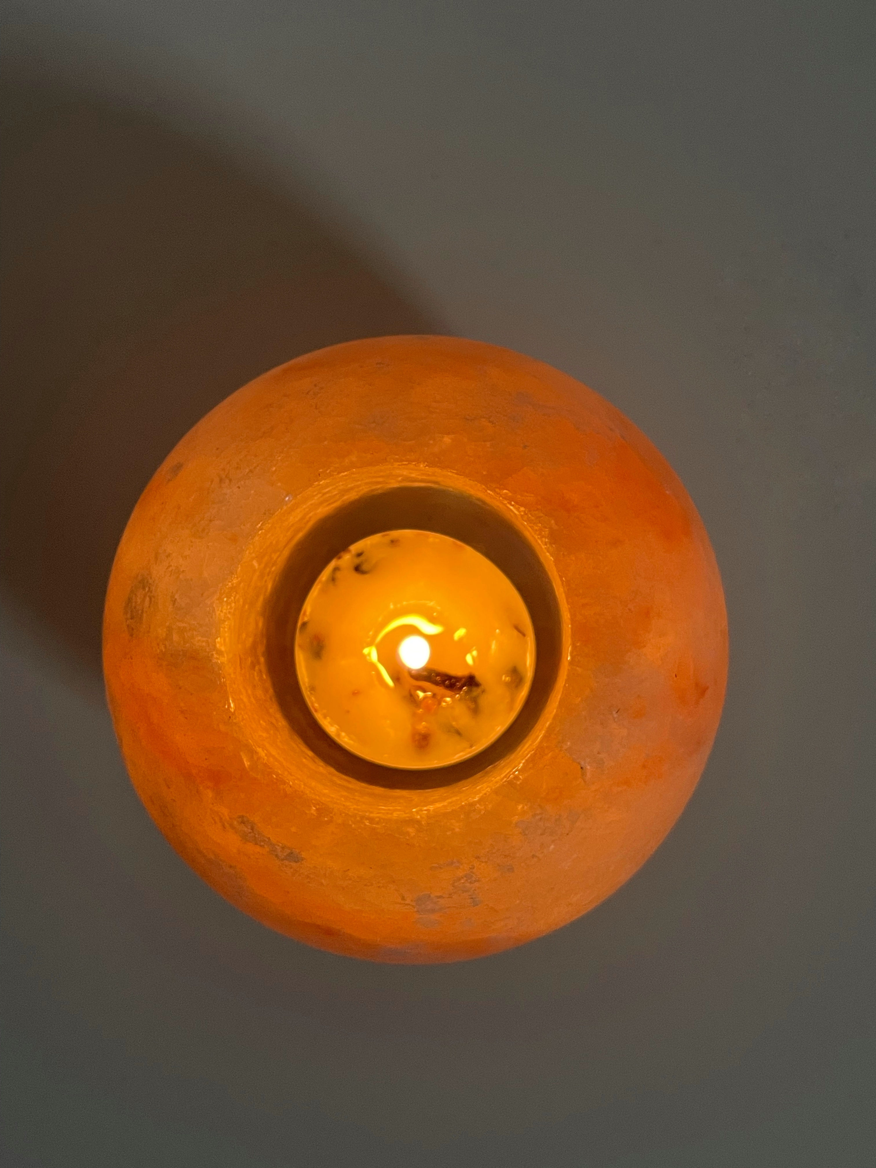 Bougeoir crystal de sel himalaya sphère