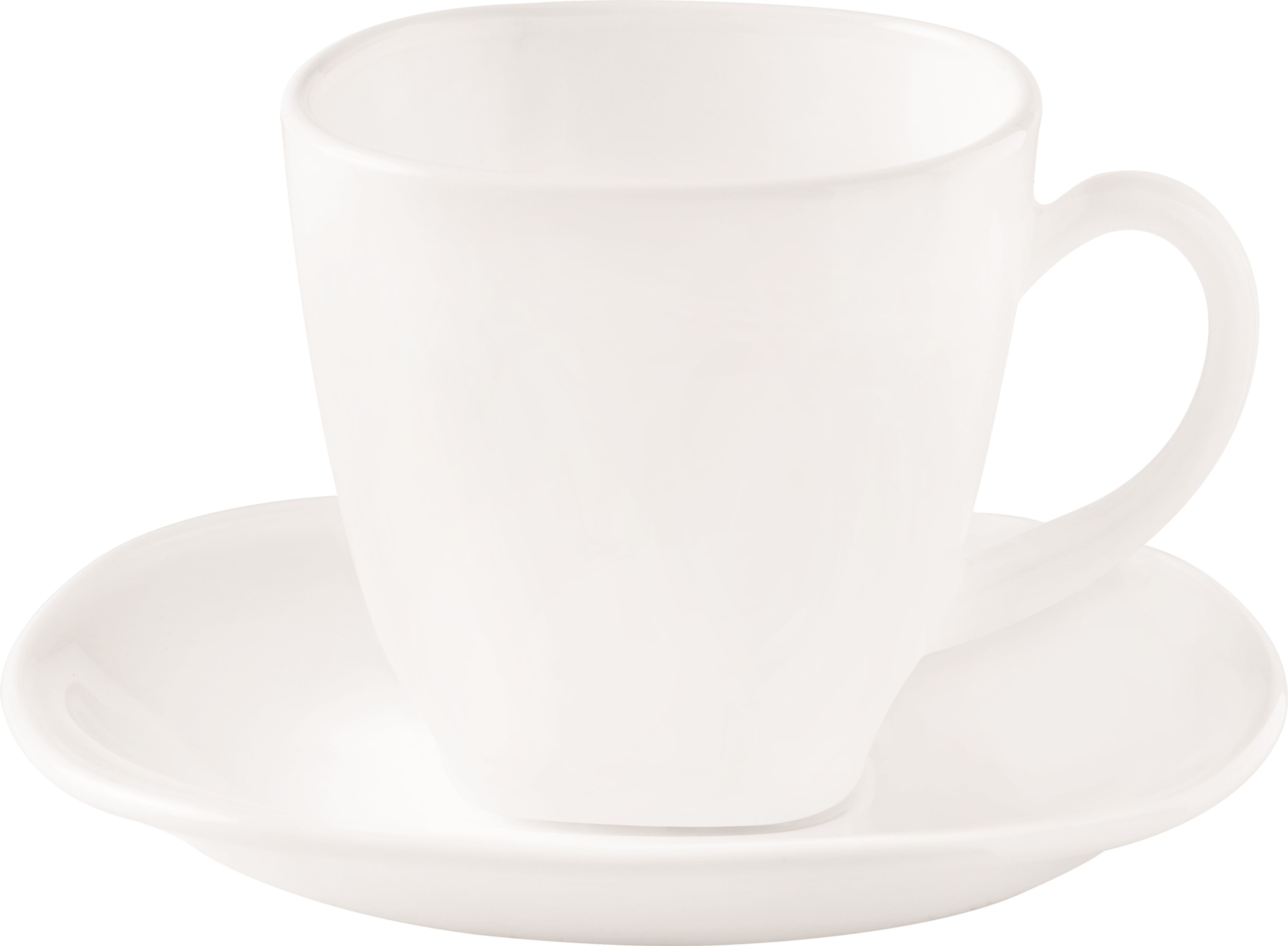 QUADRA CUP AND SAUCER SETS 6PC- PLAIN WHITE
