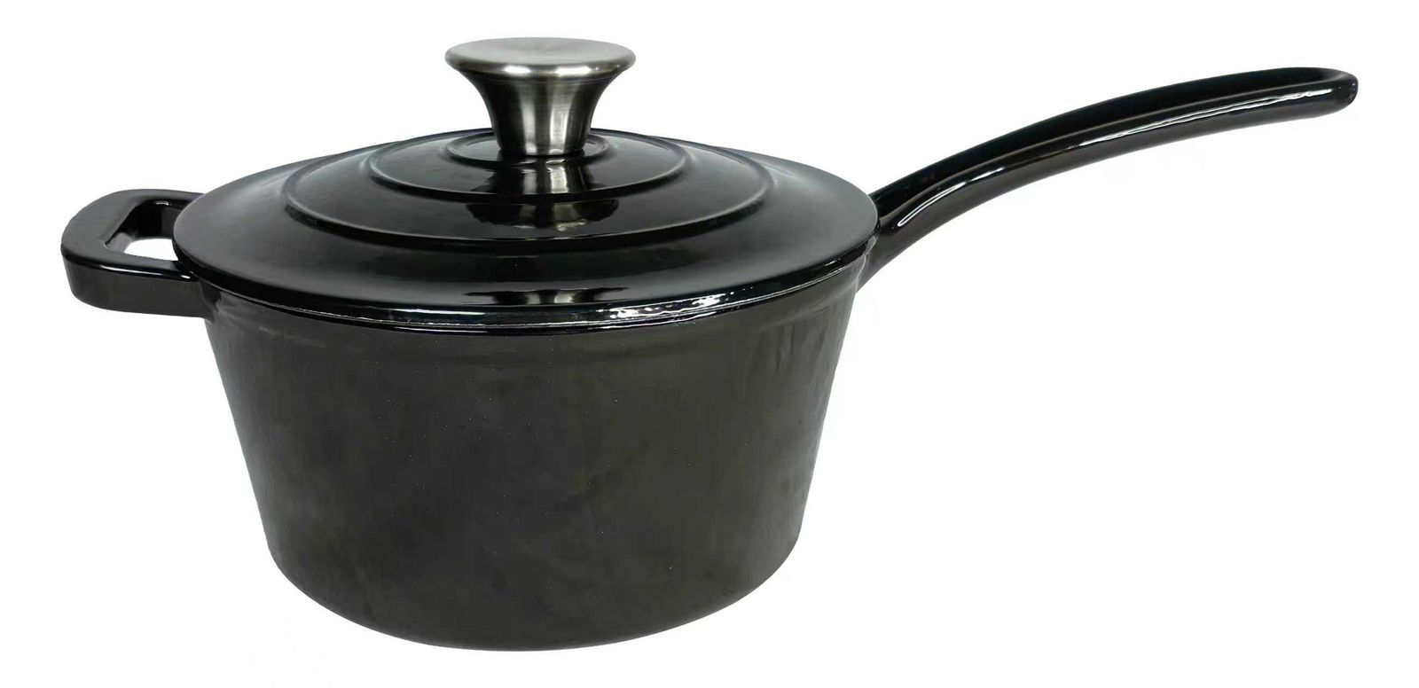 Cast Iron Individual - 19cm Saucepan with handle - Black
