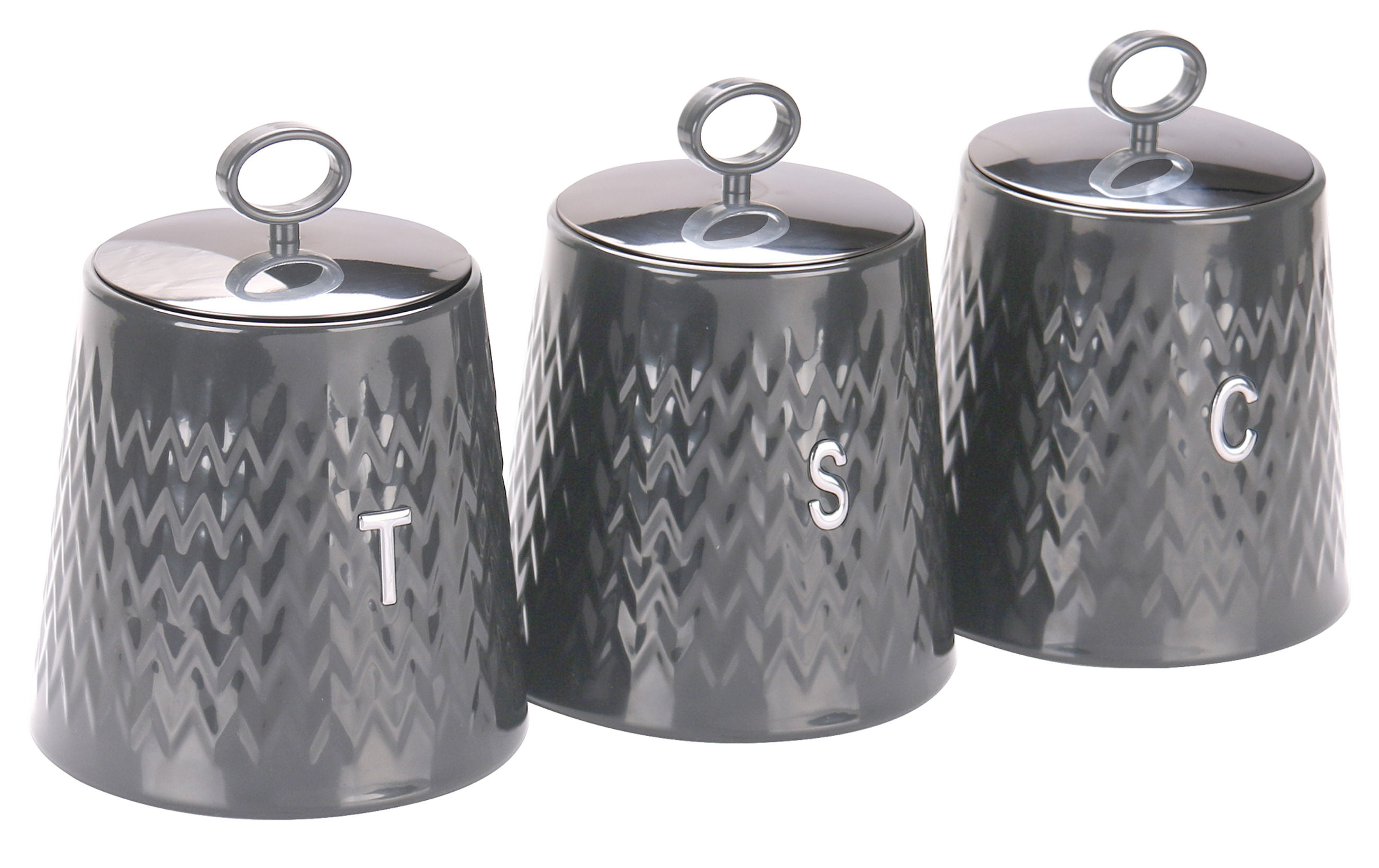 Waves 3Pcs Canisters - Grey