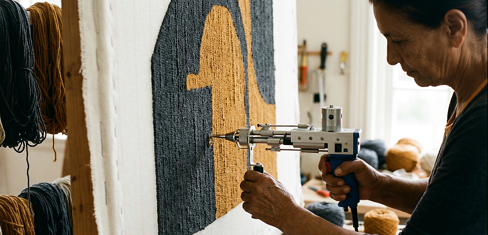 hand-tufted rug making process tantuka