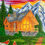 Thumbnail: Vibrant Nature Landscape Oil Painting titled 'The Colors of Life' with a log cabin, mountains, and red and blue birds.