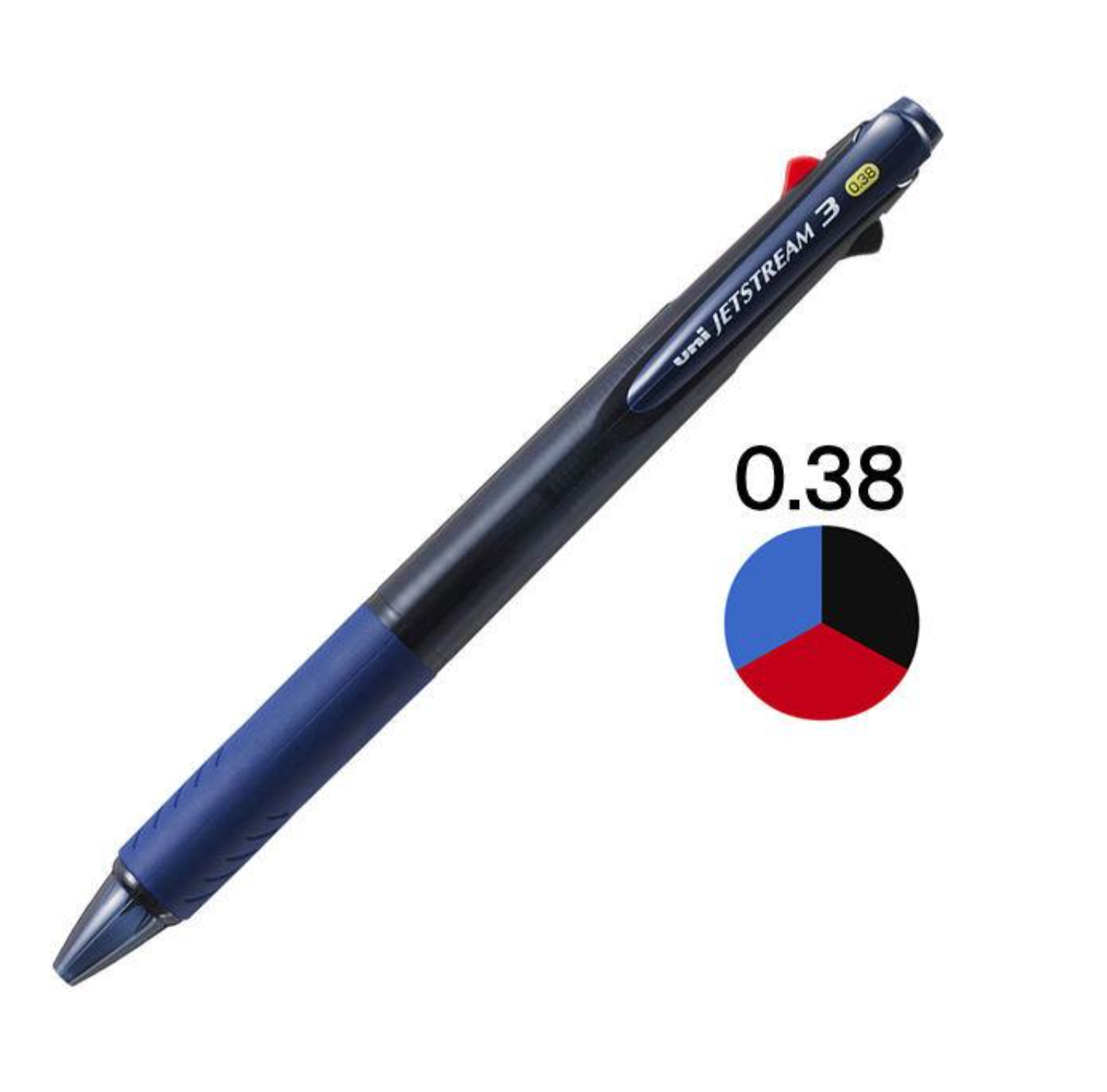 ジェットストリーム 3色ボールペン 0.38mm 油性 透明ネイビー軸 紺 SXE3-400-38 三菱鉛筆uniユニ