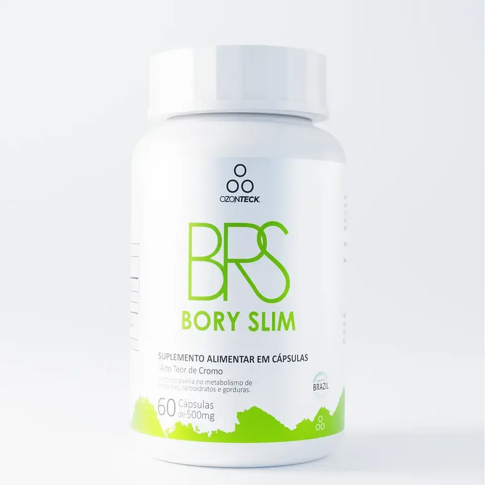 Bory Slim - 60 Cápsulas — Frasco de Bory Slim Ozonteck com 60 cápsulas de 500mg.