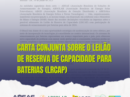Carta conjunta sobre o leilão de reserva de capacidade para baterias (LRCAP)