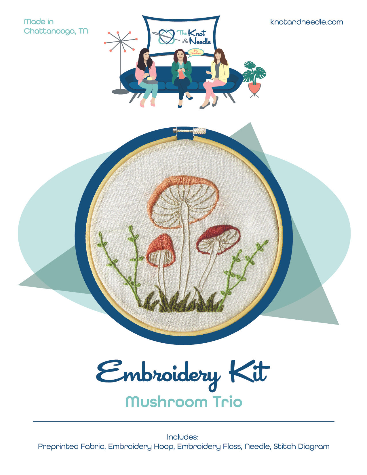 Mushroom Trio Embroidery Kit