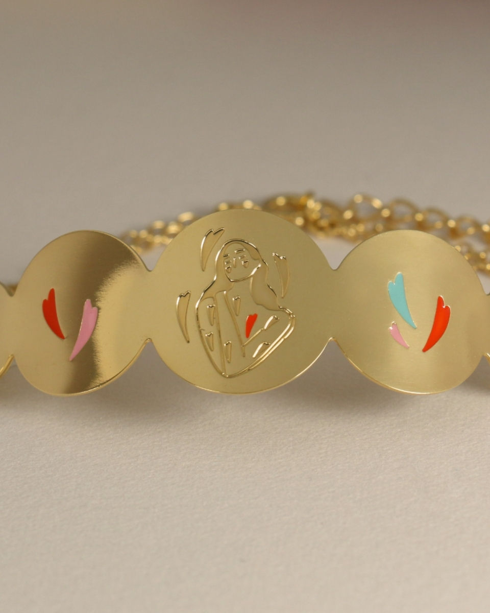 Miniature : bracelet manchette couleur et gravure femme Maison LAU