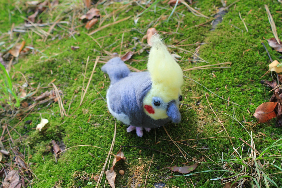 Thumbnail: Felted Lutino Cockatiel Bird Sculpture
