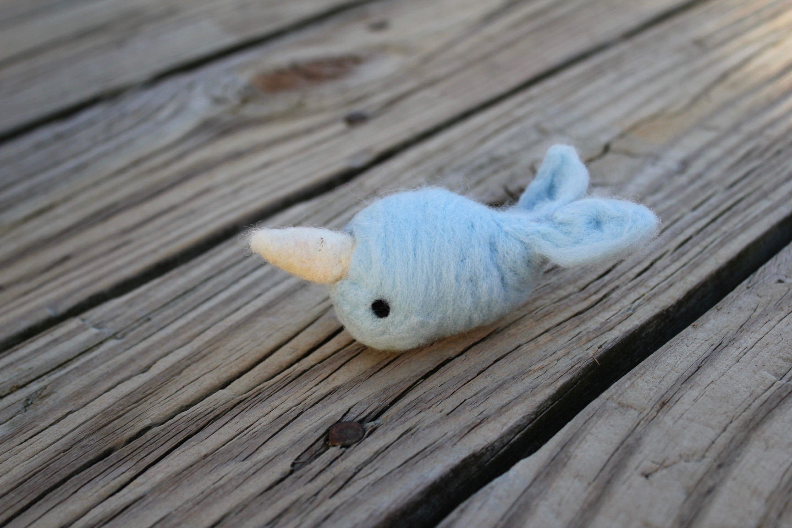 Felted Baby Blue Narwhal