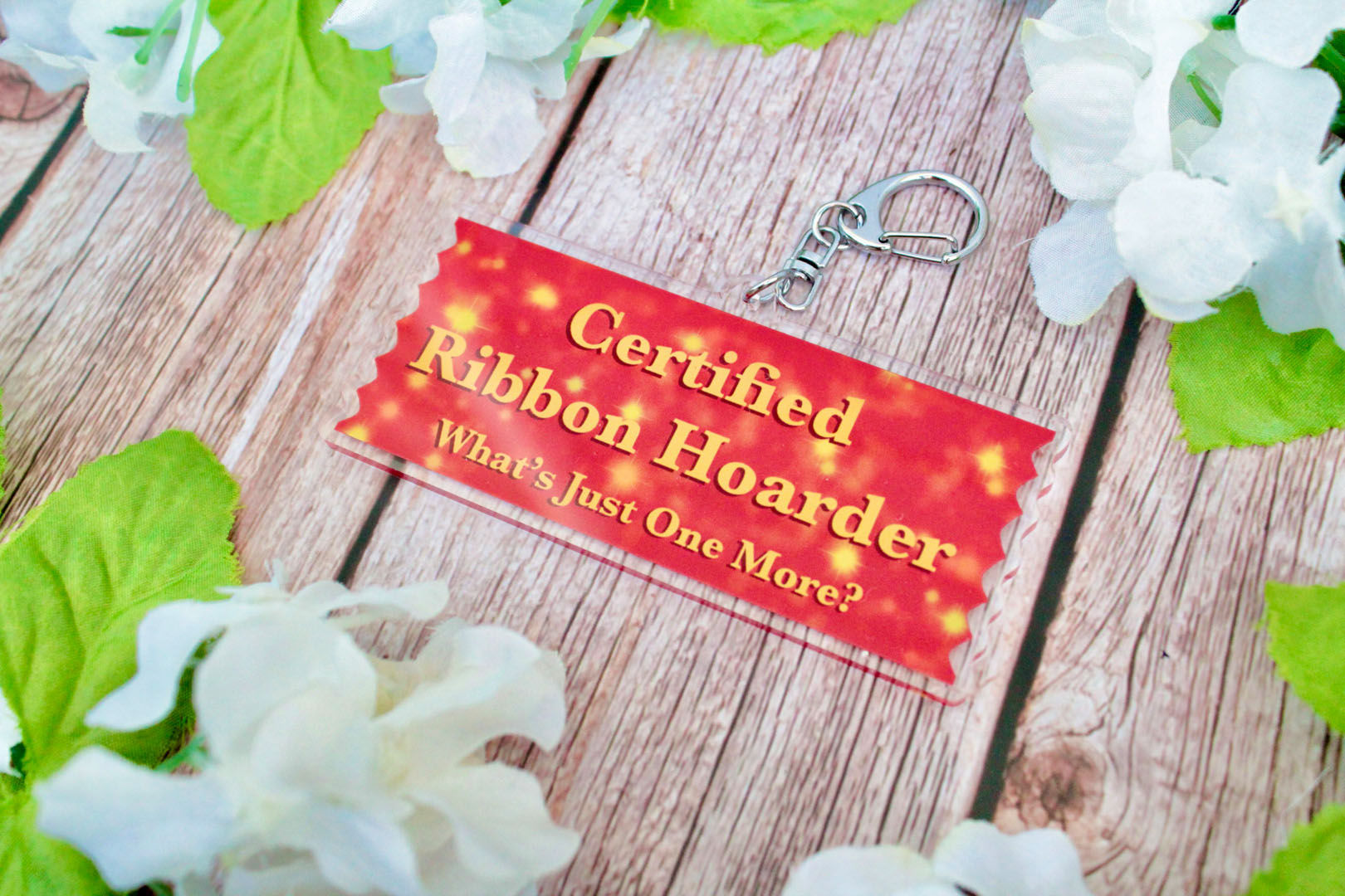 Certified Ribbon Hoarder Ribbon Charm Keychain