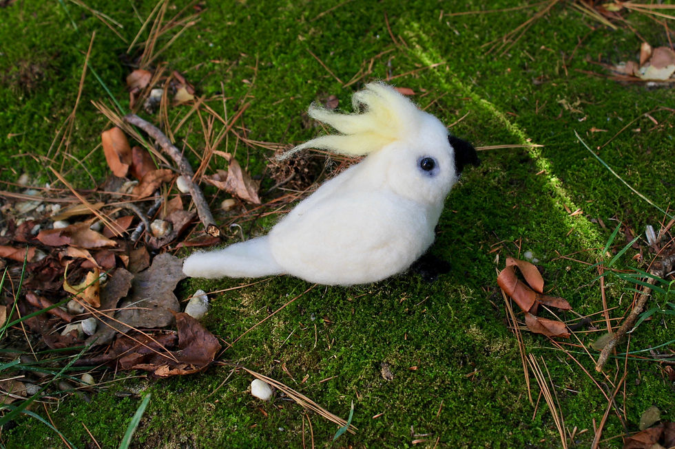 Thumbnail: Felted White Cockatoo Bird Sculpture