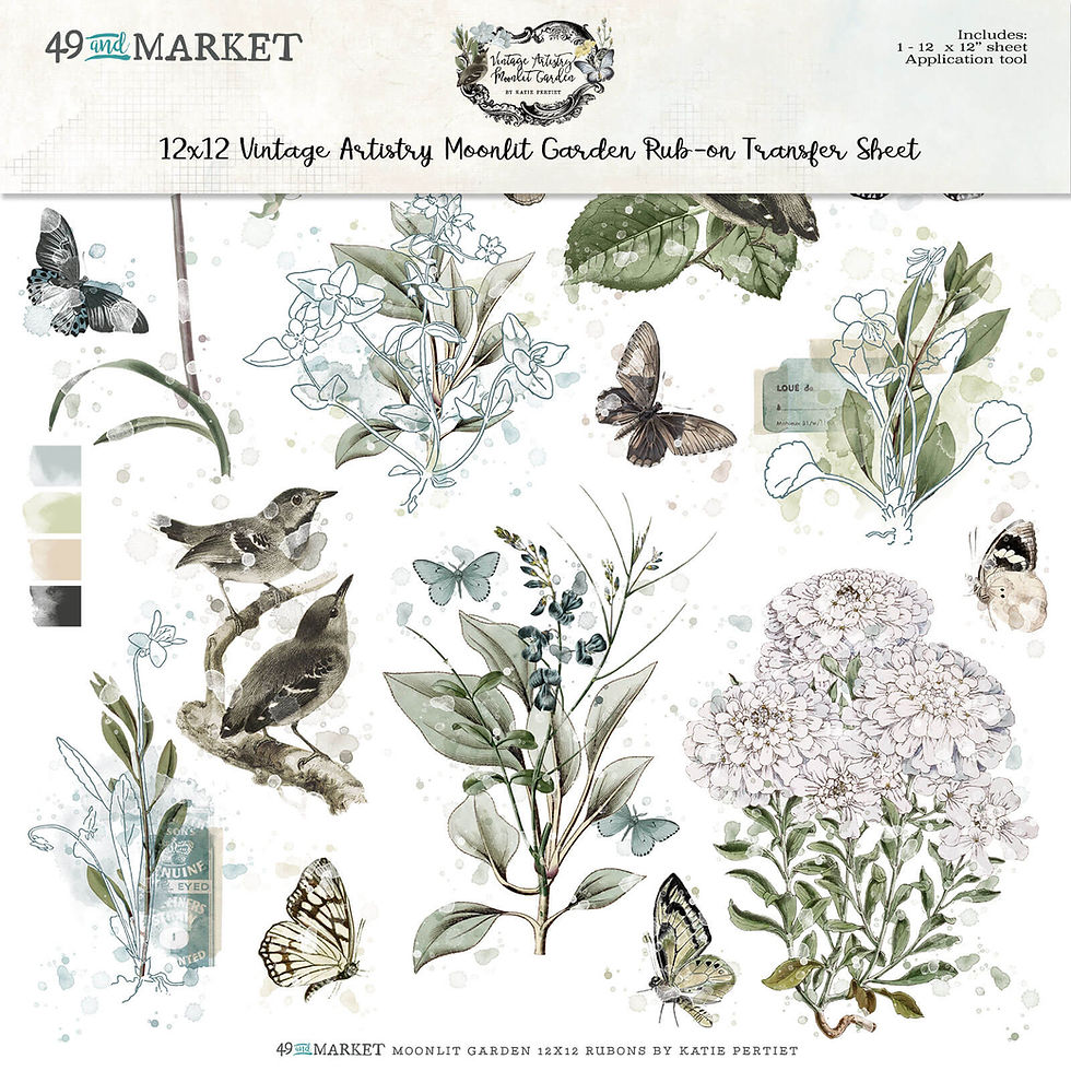 “Moonlit Garden” Rub-on 12 x 12 Sheet