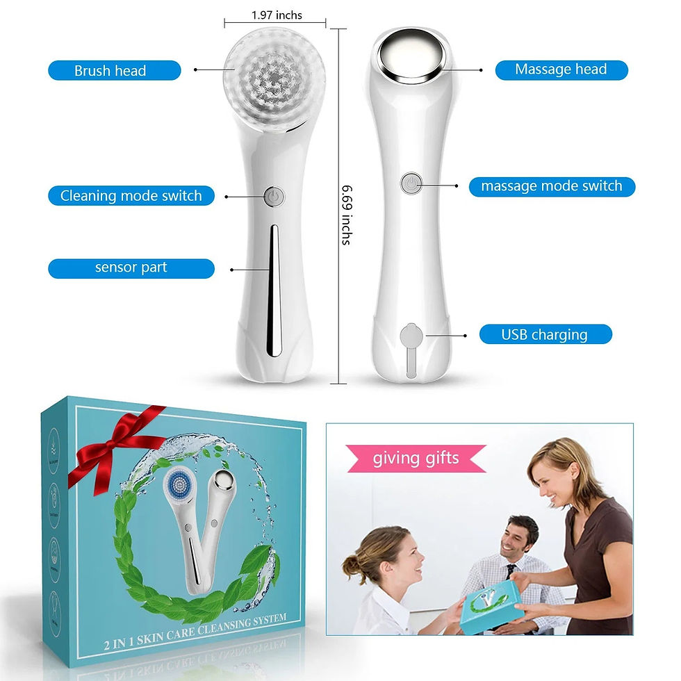 Thumbnail: Facial Cleansing Brush, Brush For Exfoliating, IPX7 Waterproof 3 In 1 For Massag