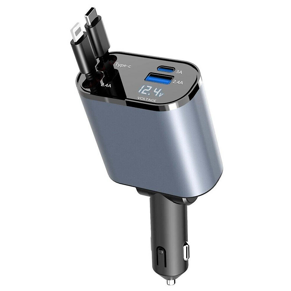 Thumbnail: Retractable Car Charger 4 in 1 Fast Car Phone Charger 120W With USB Type C Cable