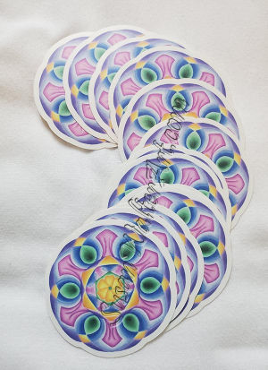Colorful mandala stickers arranged in a row