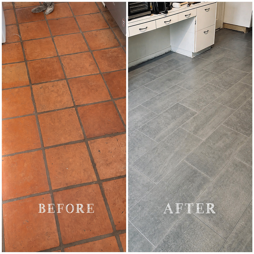 Before and after remodeling OR & WA decorative plaster floor