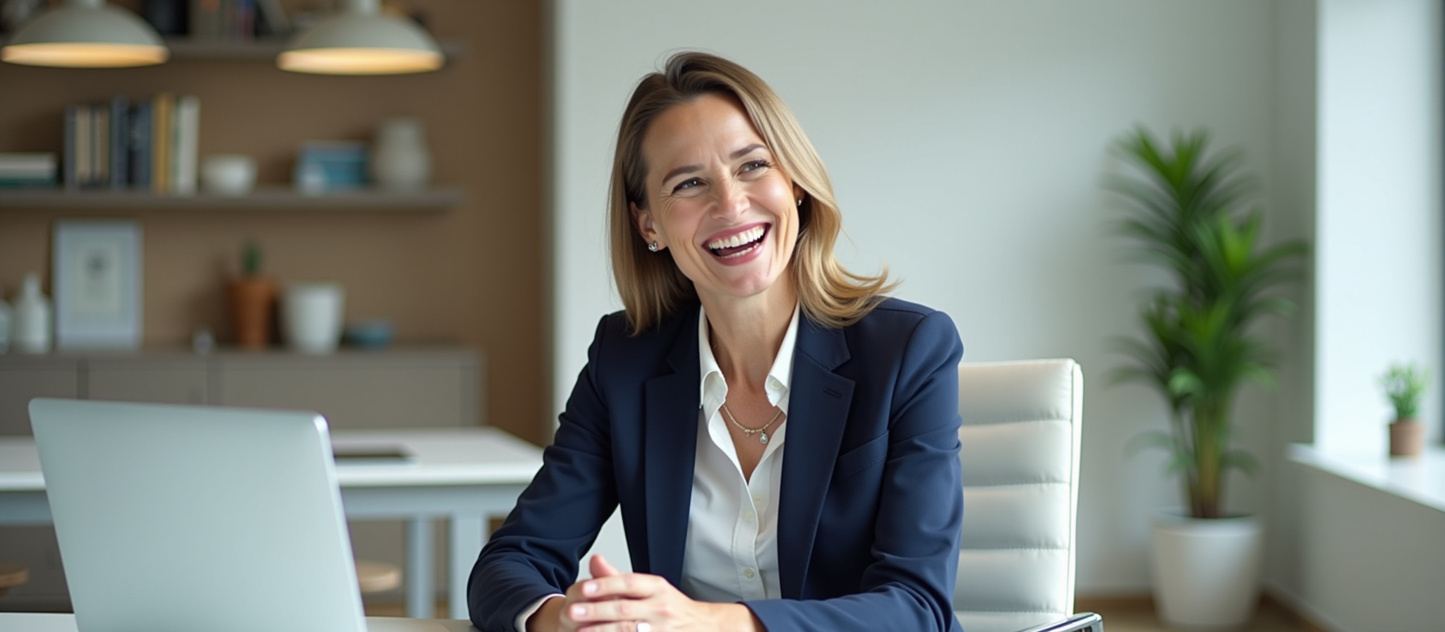 Smiling female business owner in an office.