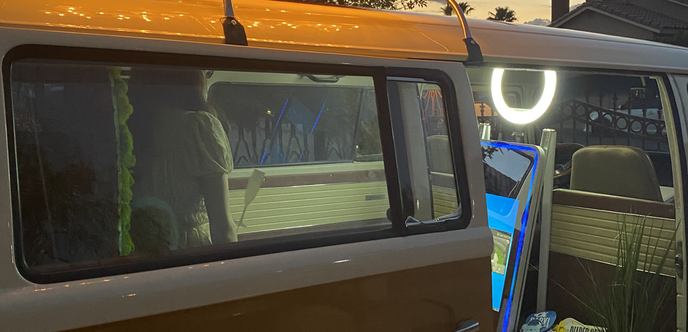 Lady Luck Photo Booth Bus Sign Lit Up