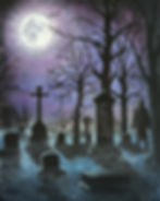 The Horror Market - Midnight Stroll in a Graveyard - Canvas Art Print - Blair Mueller Art
