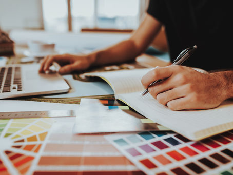 A person working with colors for a mood board