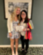 Lesley Brooks (R) presented the Miss C Scholarship to Ellie Cook (L)