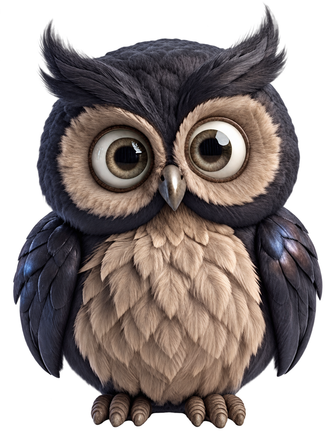正面を向いたCozyDesignのフクロウマスコット、Cozy