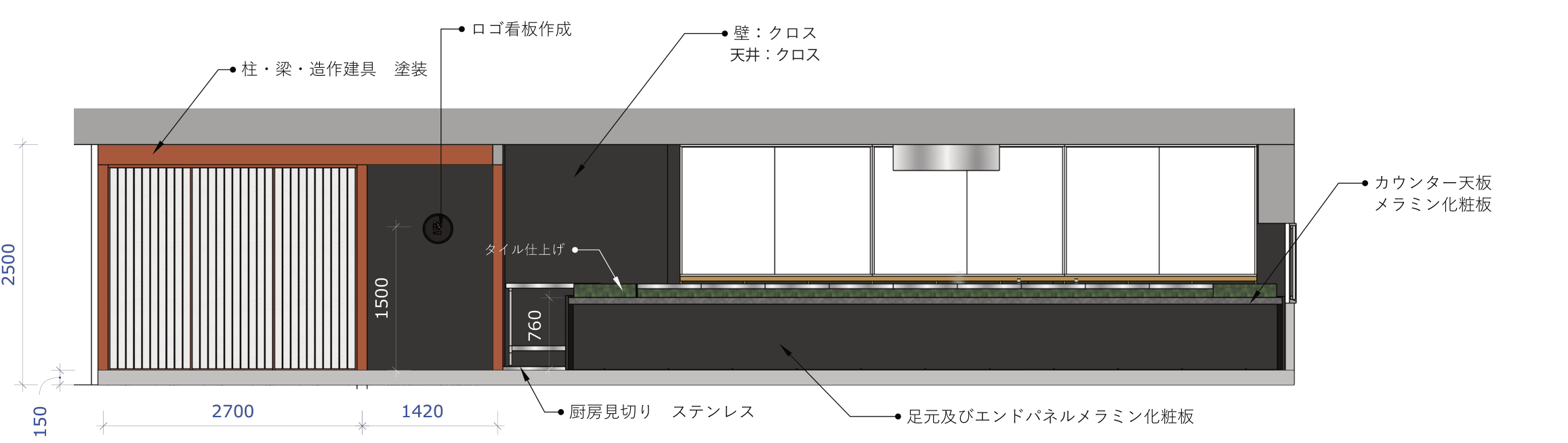 NISHIKI400 カウンターの提案展開図