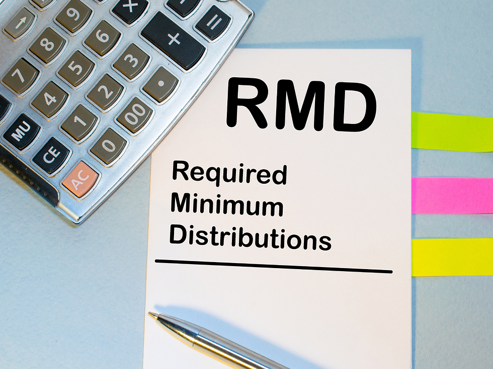 Calculator and notepad with “RMD” on the cover