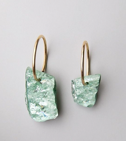 golden hoop earrings with ethical diamonds made from plastic street trash