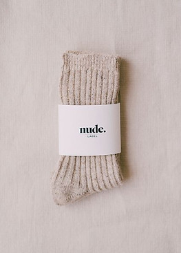 The Nude Label - Organic wool socks in beige nude - ethical loungewear footwear